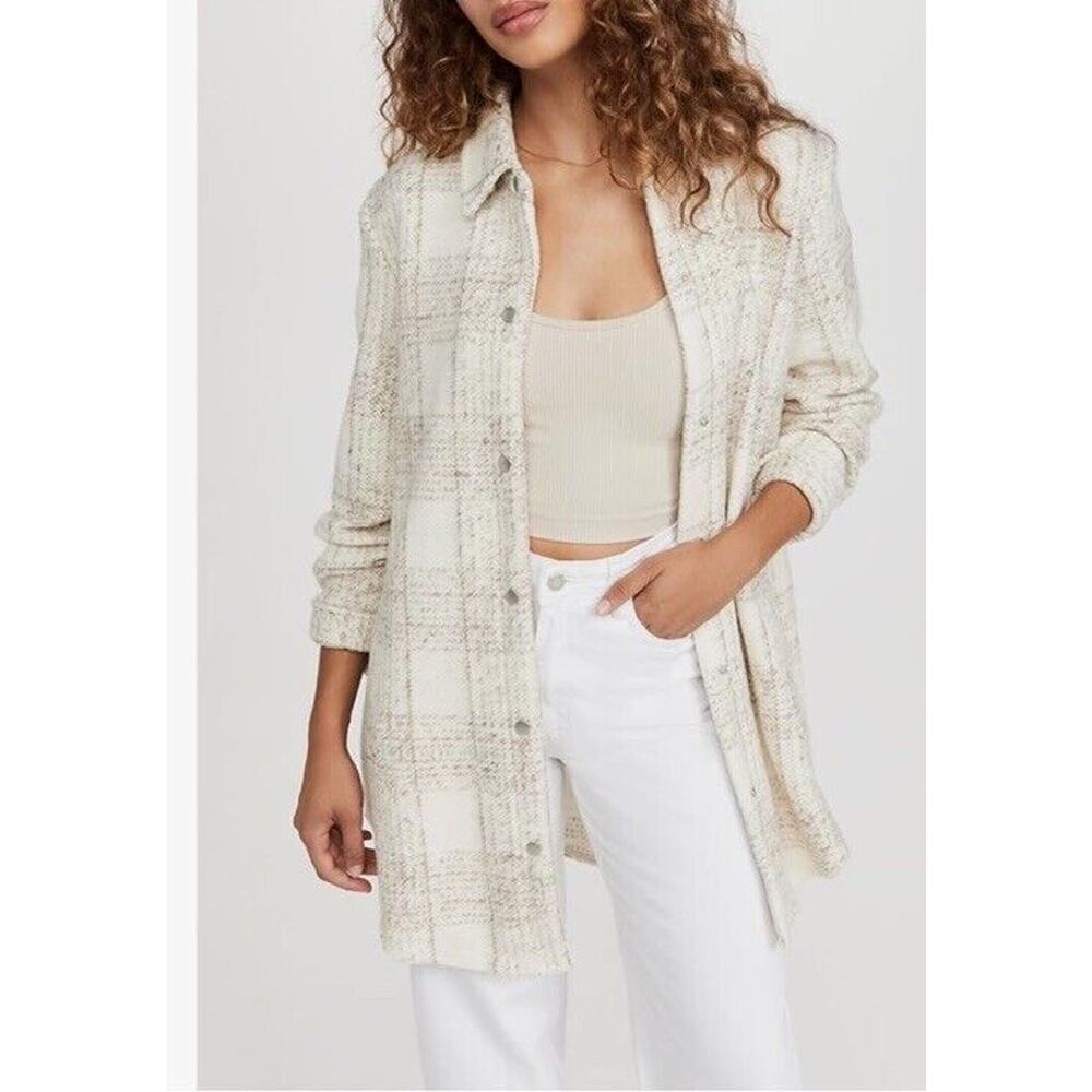 BB DAKOTA For The Road Lightweight Snap Up Jacket ALABASTER Shacket White Sz S